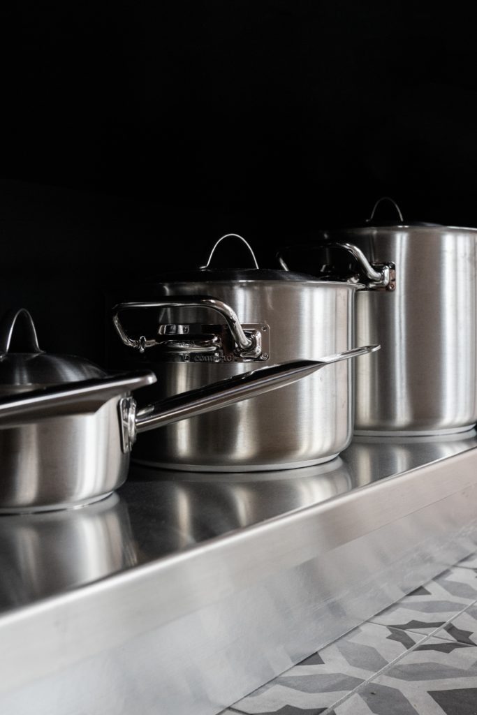 a stainless steel cooking pot set