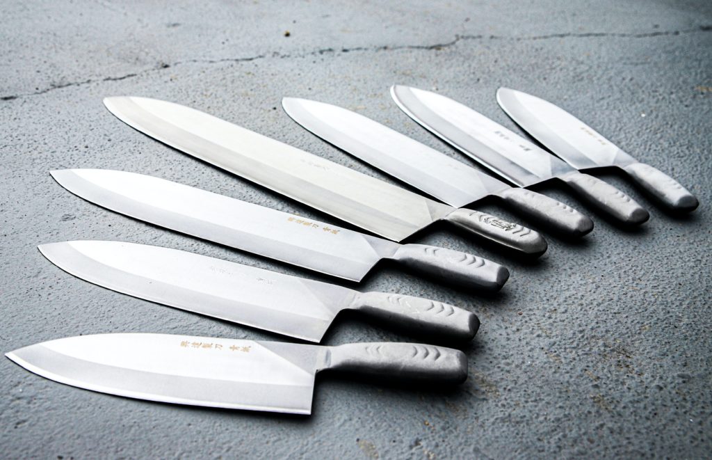 a stainless steel knife set