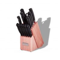 15 Piece Kitchen Knife Set with Block by Cuisinart, Cutlery Set, Triple Rivet Collection, C77TR-15P