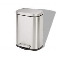 Amazon Basics 5 Liter 1.3 Gallon Soft-Close, Smudge Resistant Small Trash Can with Foot Pedal - Brushed Stainless Steel, Satin Nickel Finish