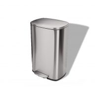 Amazon Basics 50 Liter 13.2 Gallon Soft-Close, Smudge Resistant Trash Can with Foot Pedal - Brushed Stainless Steel, Satin Nickel Finish