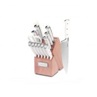 Cuisinart C77WTR-15P Classic Forged Triple Rivet, 15-Piece Knife Set with Block, Superior High-Carbon Stainless Steel Blades for Precision and Accuracy, White