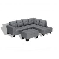 DKLGG Sectional Sofa Couch, Modern Linen Fabric Living Room Home Funiture L-Shaped Couch 5-Seat Sofa Sectional with Chaise for Small Living Room, Apartment...