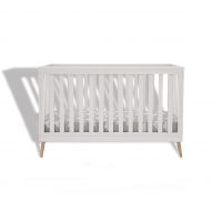 Delta Children Essex 4-in-1 Convertible Baby Crib, Bianca White with Natural Legs