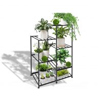 EPWORO Black Metal Plant Stand Indoor Tall 6-Tiered Corner Plant Shelf Outdoor Patio Shelves for Multiple Plants Holder Flower Rack