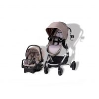 Evenflo Pivot Modular Travel System with LiteMax Infant Car Seat with Anti-Rebound Bar (Desert Tan)