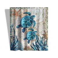 Final Friday Nautical Green Sea Turtles Beach Theme Fabric Shower Curtain Sets