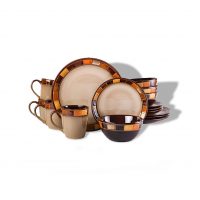 Gibson Casa Estebana 16-piece Dinnerware Set Service for 4, Beige and Brown