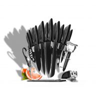 Home Hero 20 Pieces Kitchen Knife Set, Steak Knife Set & Kitchen Utility Knives - Ultra-Sharp High Carbon Stainless Steel Knives with Ergonomic Handles (20 Pc Set, Black)