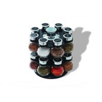 Kamenstein 16 Jar Ellington Revolving Countertop Spice Rack with Lift & Pour Caps and Spices Included