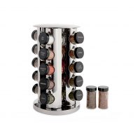 Kamenstein 20 Jar Revolving Countertop Spice Rack with Spices Included, FREE Spice Refills for 5