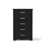 LINSY HOME 5 Drawer Chest, Black Dresser for Bedroom