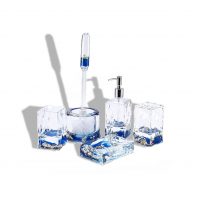 LOCCO DECOR 5 Piece Acrylic Liquid 3D Floating Motion Bathroom Vanity Accessory Set Shell