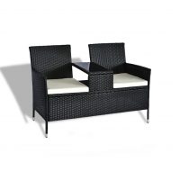 Outsunny Double Seater Wicker Patio Chair with Glass