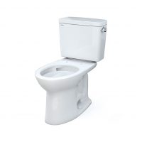 TOTO Drake Two-Piece Elongated 1.6 GPF Universal Height TORNADO FLUSH Toilet with CEFIONTECT, Cotton