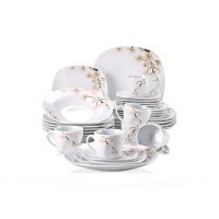 VEWEET, Series Annie, 30-Piece Ivory White Ceramic Porcelain Dinnerware Set with