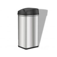 iTouchless 13 Gallon Automatic Trash Can with Odor-Absorbing Filter and Lid Lock, Power by Batteries