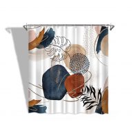 loyapobo Shower Curtain Boho Navy Blue Gold Modern Abstract Geometric Tropical